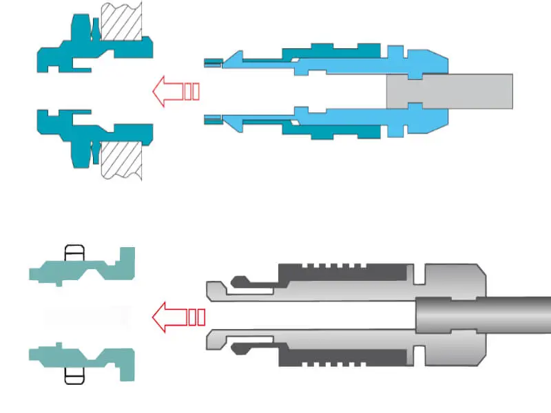 push-pull self-latching system
